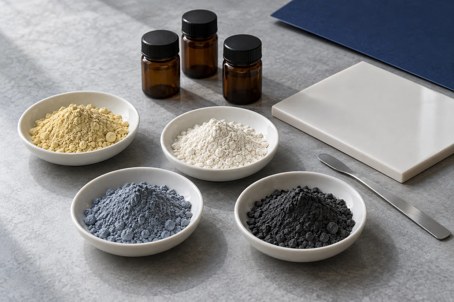 Powder material specimens; appearance reference